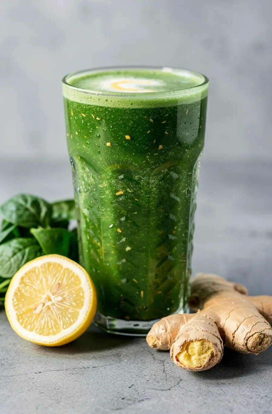 Flat Belly Green Detox Juice Recipe (Cucumber, Lemon, Ginger & Spinach) – finished dish