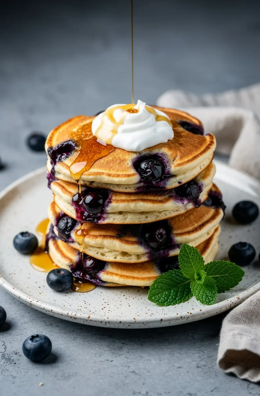 Greek Yogurt Blueberry Pancakes Recipe (Fluffy & High Protein) – finished dish
