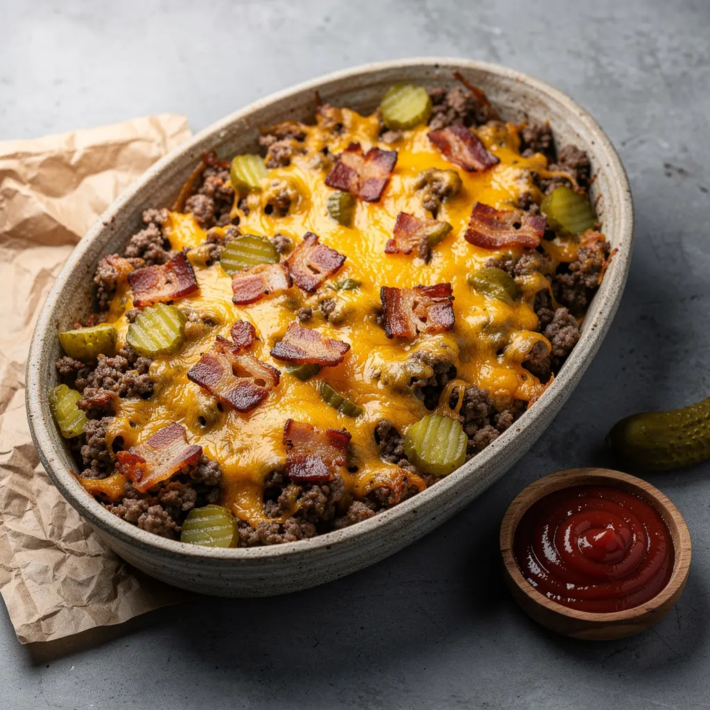 Keto Bacon Cheeseburger Casserole Recipe, easy keto bacon cheeseburger casserole, homemade keto cheeseburger casserole, best keto bacon cheeseburger casserole recipe, how to make keto bacon cheeseburger casserole