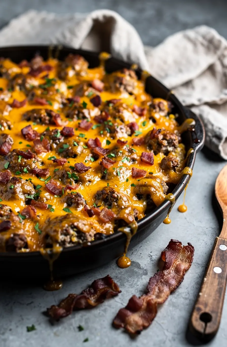 Keto Bacon Cheeseburger Casserole Recipe – finished dish