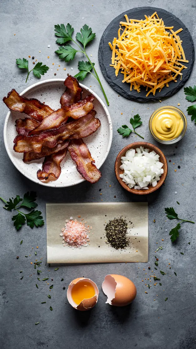 Ingredients for Keto Bacon Cheeseburger Casserole Recipe