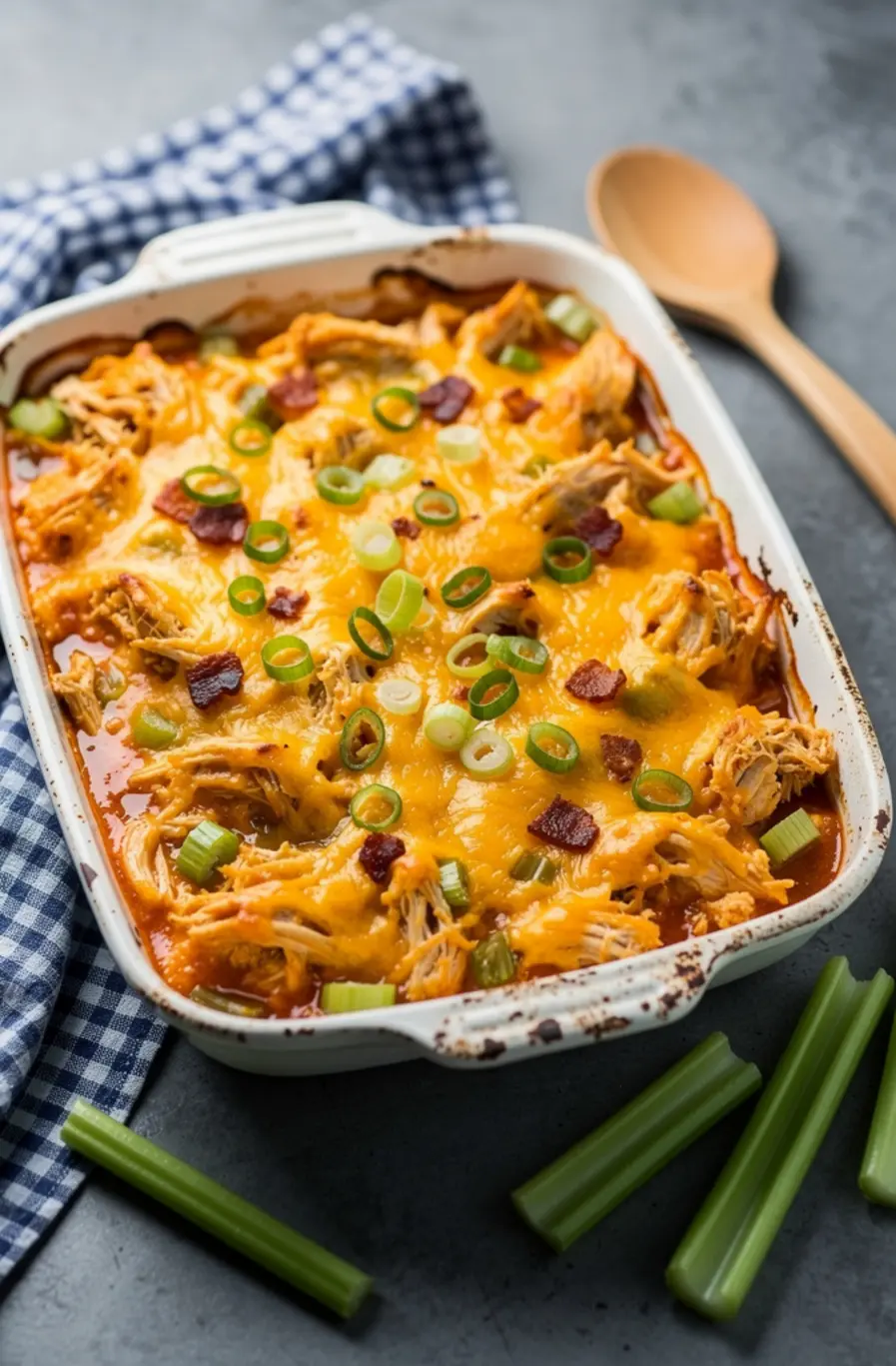 Keto Buffalo Chicken Casserole Recipe – finished dish