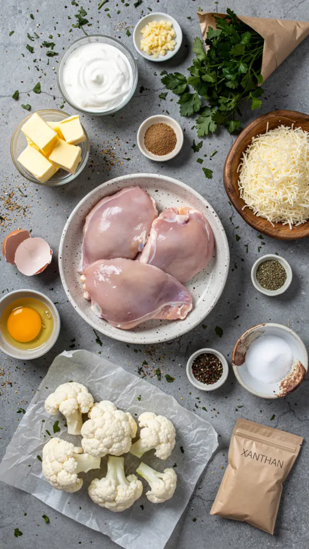 Ingredients for Keto Chicken Alfredo Casserole Recipe