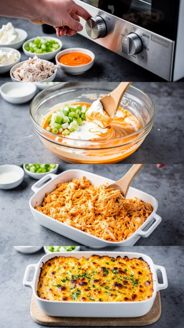 Step-by-step process for Keto Buffalo Chicken Casserole Recipe