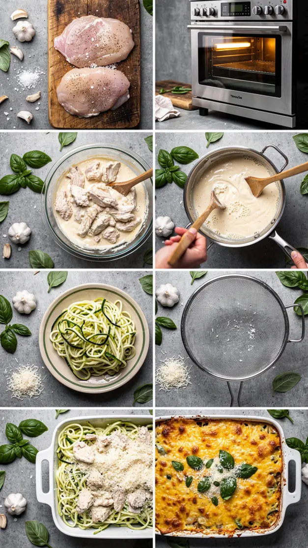 Step-by-step process for Keto Chicken Alfredo Casserole Recipe