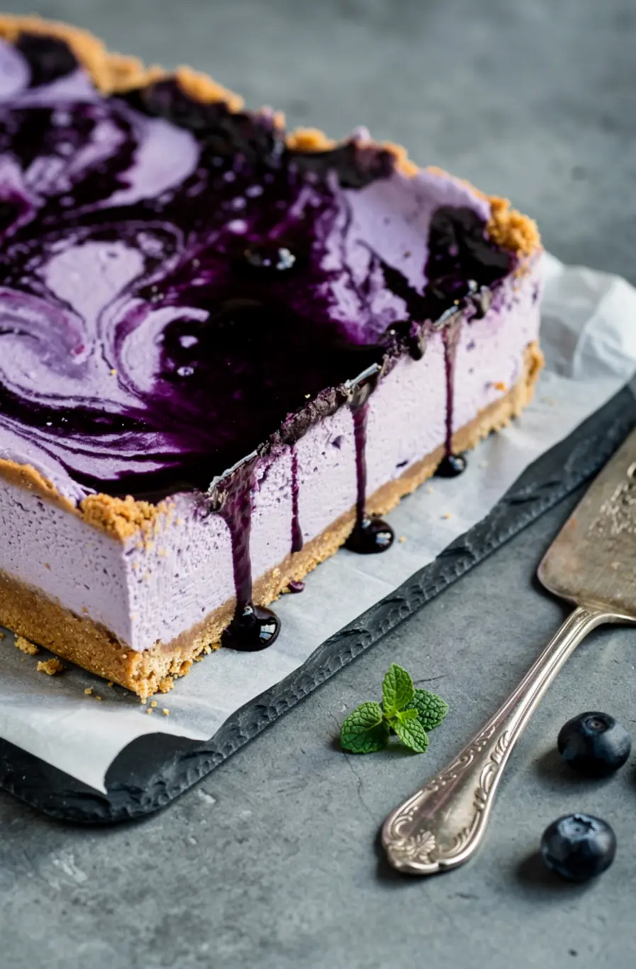 No-Bake Blueberry Cheesecake Bars Recipe – finished dish