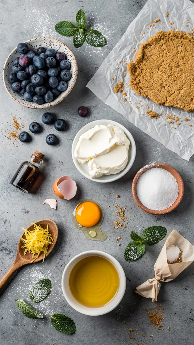 Ingredients for No-Bake Blueberry Cheesecake Bars Recipe