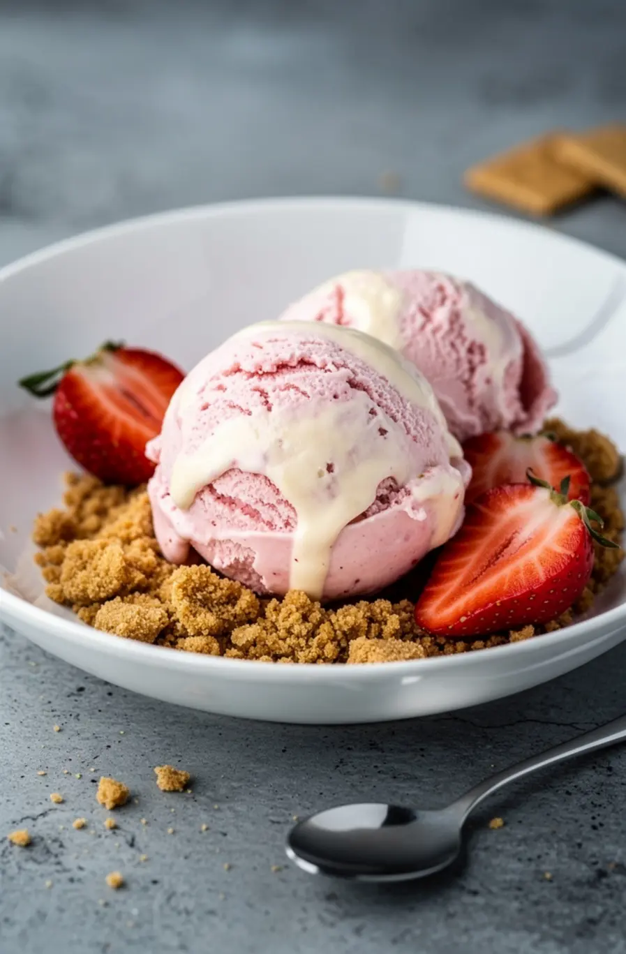 No-Churn Strawberry Cheesecake Ice Cream Recipe – finished dish