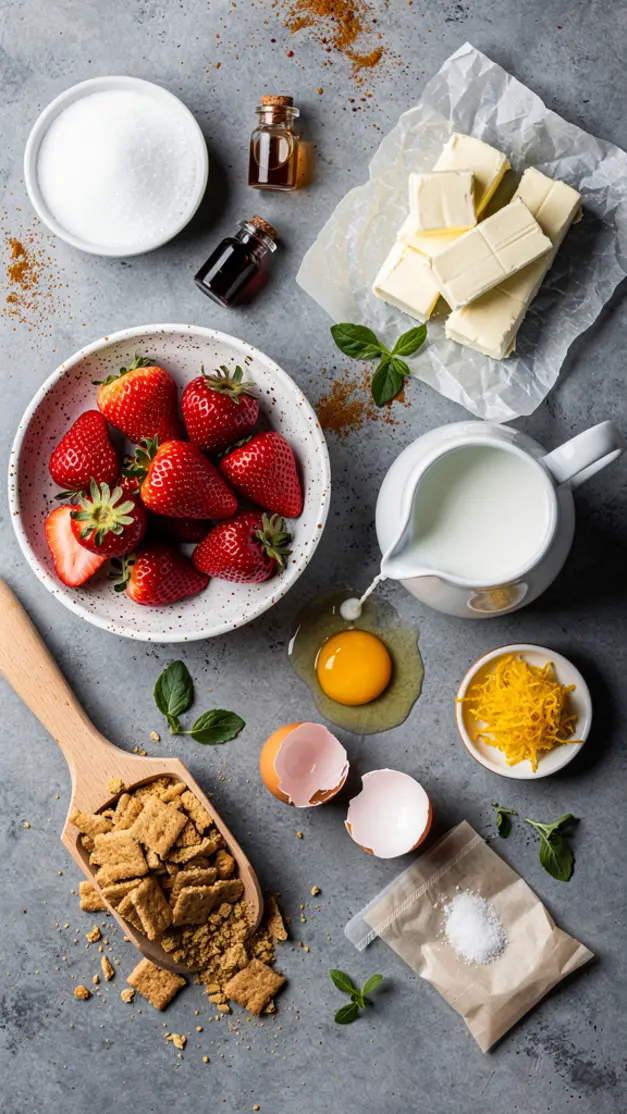 Ingredients for No-Churn Strawberry Cheesecake Ice Cream Recipe