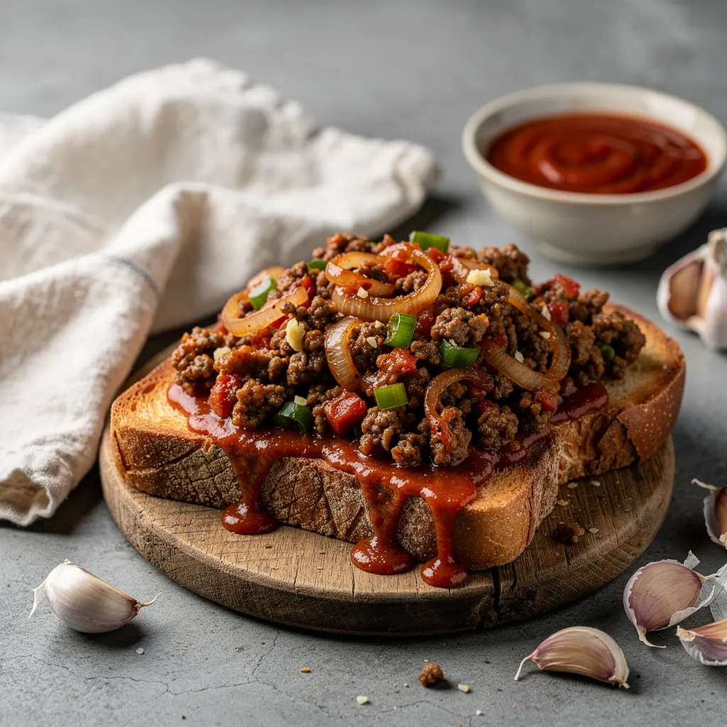 Open Face Garlic Toast Sloppy Joes Recipe, easy Open Face Garlic Toast Sloppy Joes, homemade Open Face Garlic Toast Sloppy Joes, best Open Face Garlic Toast Sloppy Joes recipe, how to make Open Face Garlic Toast Sloppy Joes
