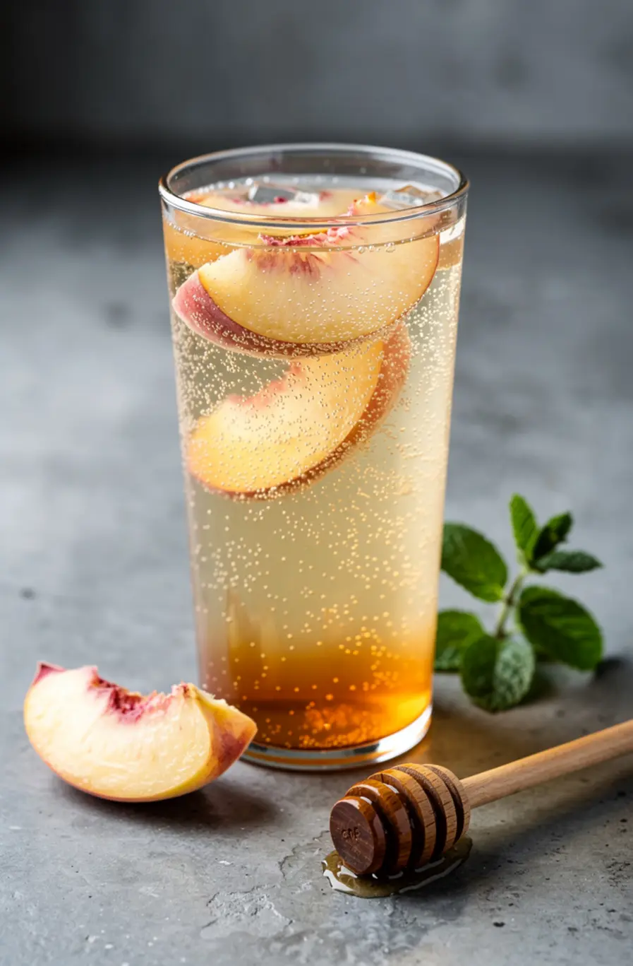 Peach Ginger Sparkling Soda Recipe (3 Ingredients) – finished dish