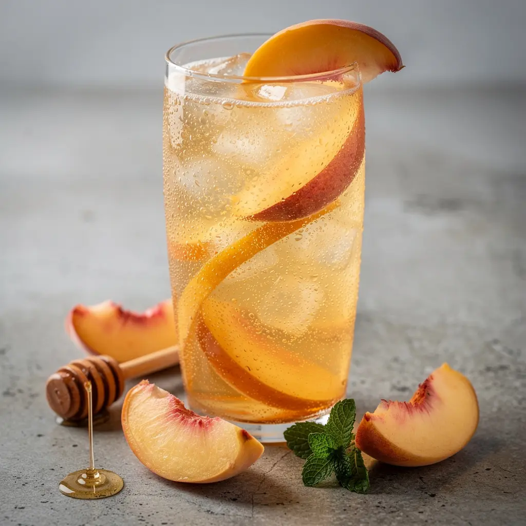 Peach Ginger Sparkling Soda Recipe (3 Ingredients), easy peach ginger sparkling soda, homemade peach ginger soda, best peach ginger sparkling soda recipe, how to make peach ginger sparkling soda