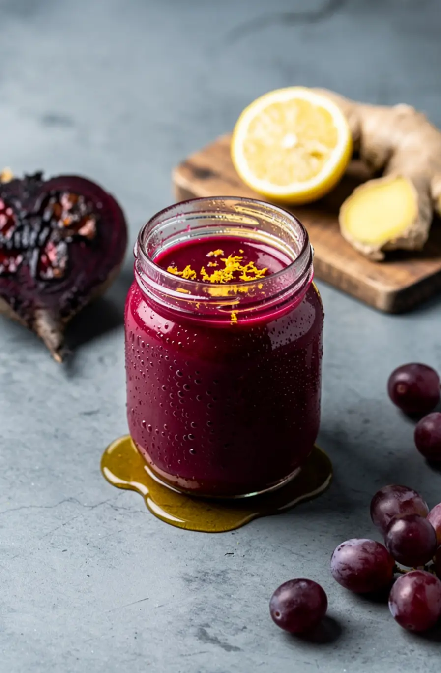 Purple Power Weight Loss Juice Recipe (Beetroot, Grape, Lemon & Ginger) – finished dish
