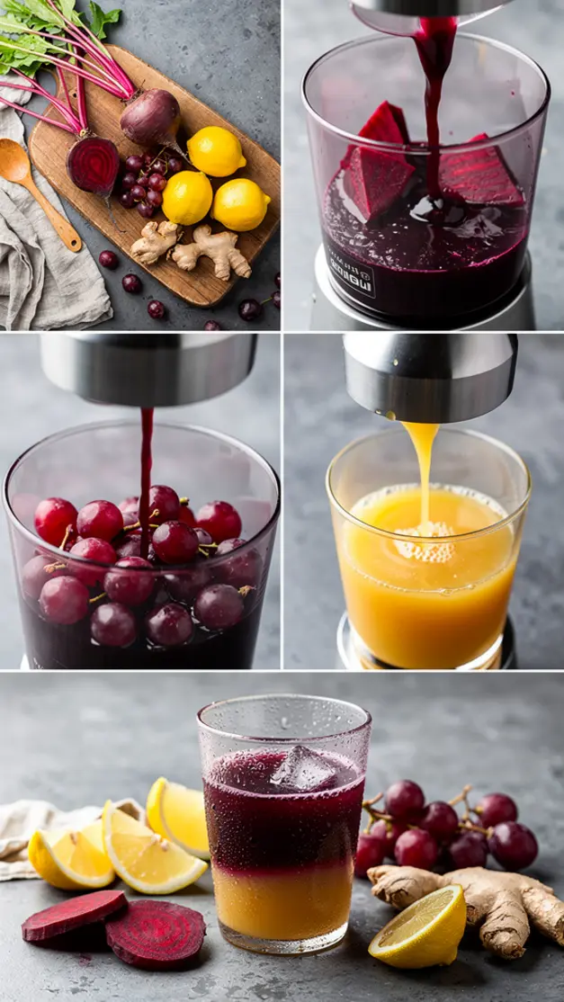 Step-by-step process for Purple Power Weight Loss Juice Recipe (Beetroot, Grape, Lemon & Ginger)