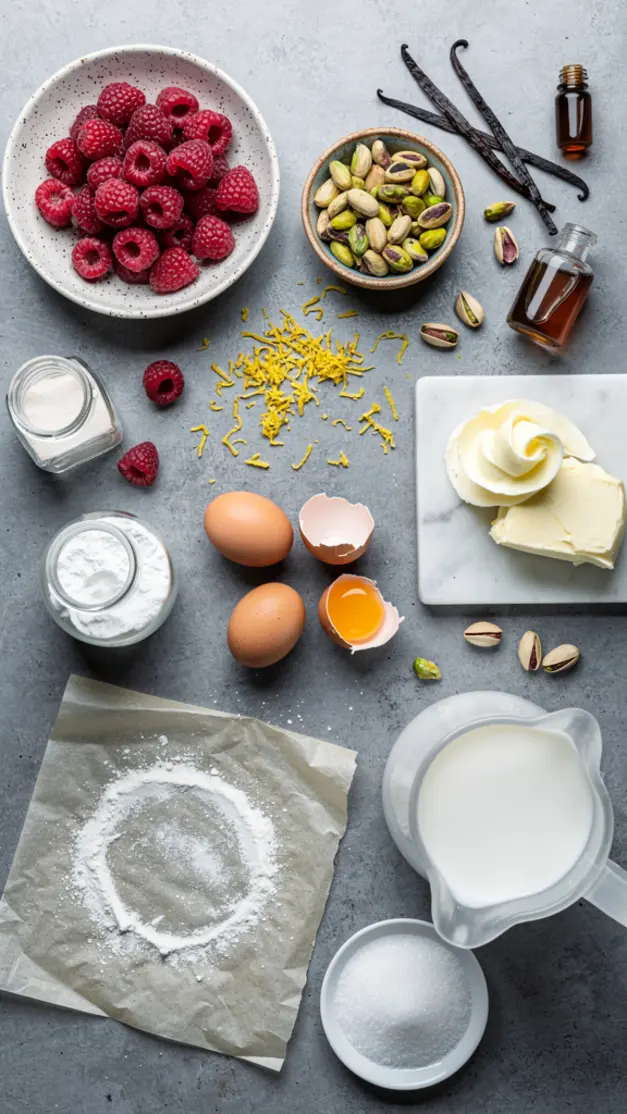 Ingredients for Raspberry Pistachio Cake Recipe