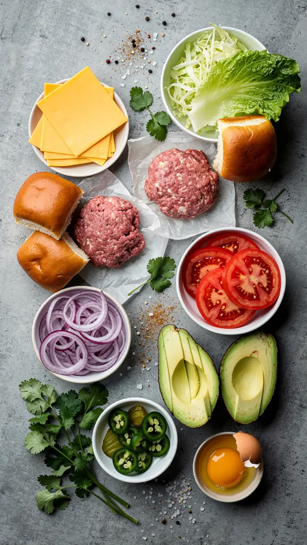 Ingredients for Savory Smash Burger Tacos Recipe