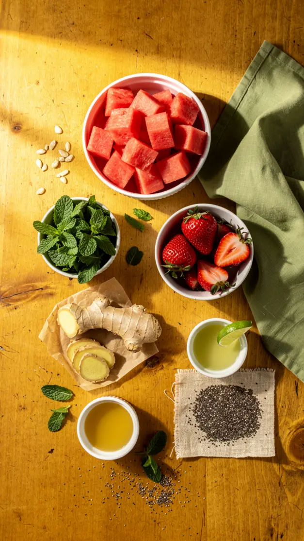 Ingredients for Watermelon Strawberry Detox Juice Recipe
