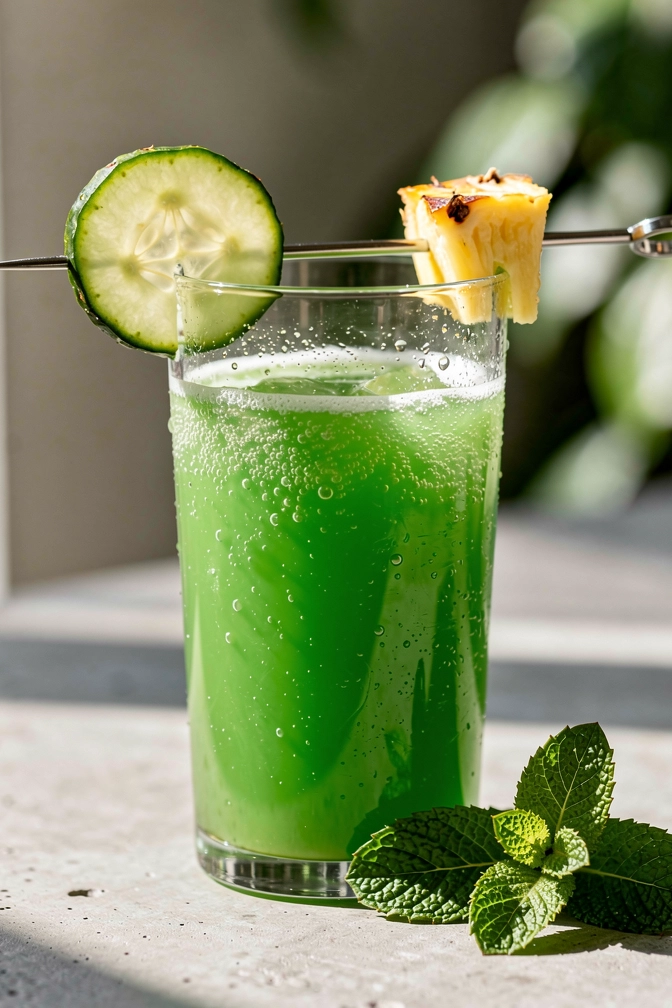 Pineapple Cucumber Green Juice Recipe – finished dish