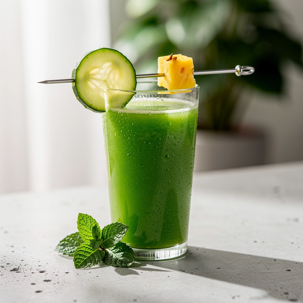 pineapple cucumber green juice, healthy green juice recipe, refreshing pineapple juice, easy detox juice, nutrient-packed green juice